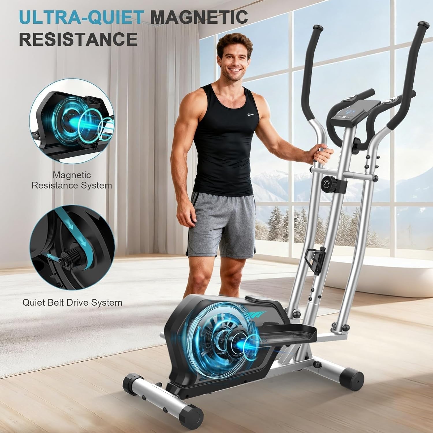 3-in- 1 Elliptical Cross Trainer 16-Level Magnetic Resistance Home Gym