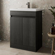 Charcoal Grey 600mm Bathroom Vanity Unit with Basin | Modern Sink Storage Cabine