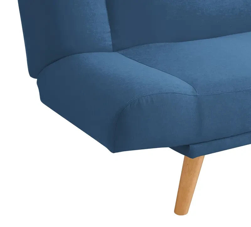Blue 3 Seater Sofa Bed Click Clack Recliner Guest Couch with Cushions