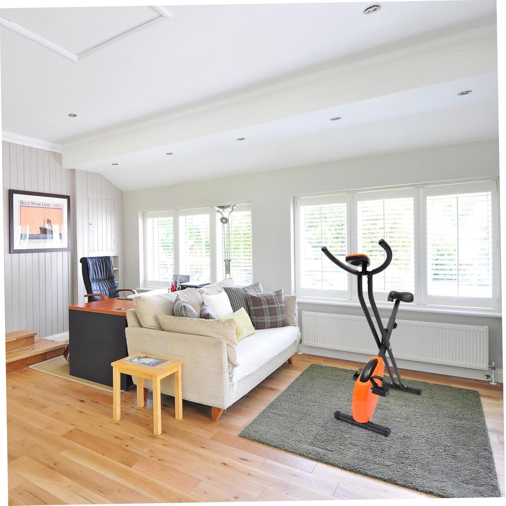 Compact Indoor Exercise Bike w/ Adjustable Seat & Resistance for Home Fitness