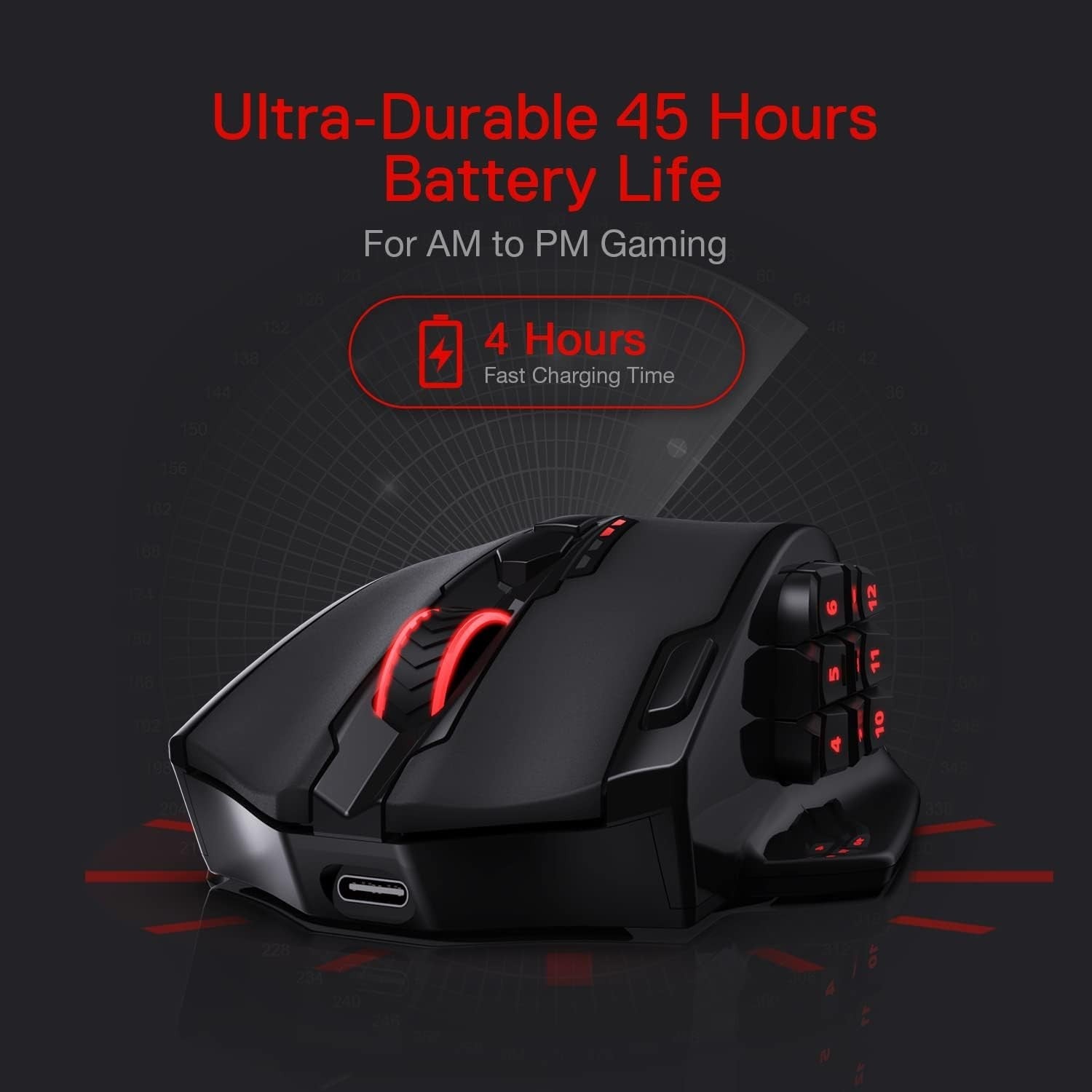 Wireless Gaming Mouse 16000 DPI RGB MMO 16 Buttons Rechargeable PC