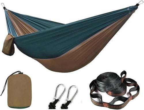 Outdoor Camping Hammock Ultra-Light 210T Nylon Swing with Straps Blue Camel