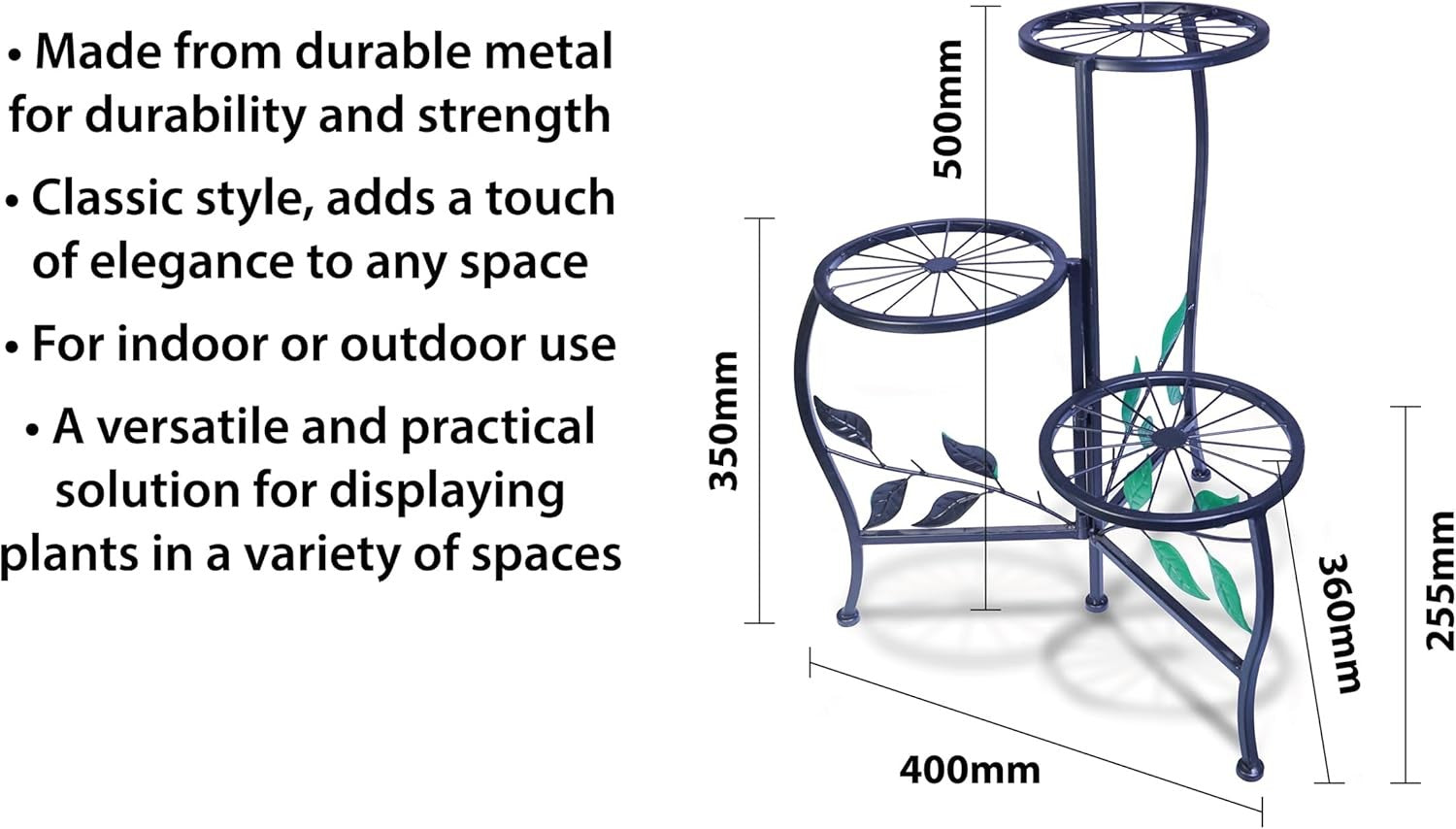 3 Tier Metal Plant Stand Indoor Outdoor Black Flower Pot Holder Display Rack