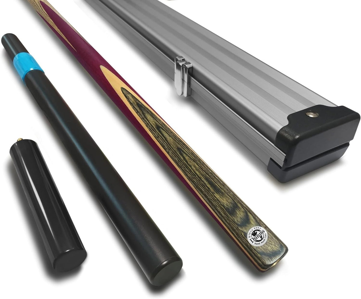 57in One Piece Ash Snooker Pool Cue 9.5mm Tip Extensions Case Set (S)