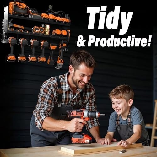 Toolganize Power Tool Storage Rack & Charging Station, Heavy Duty 6-Slot