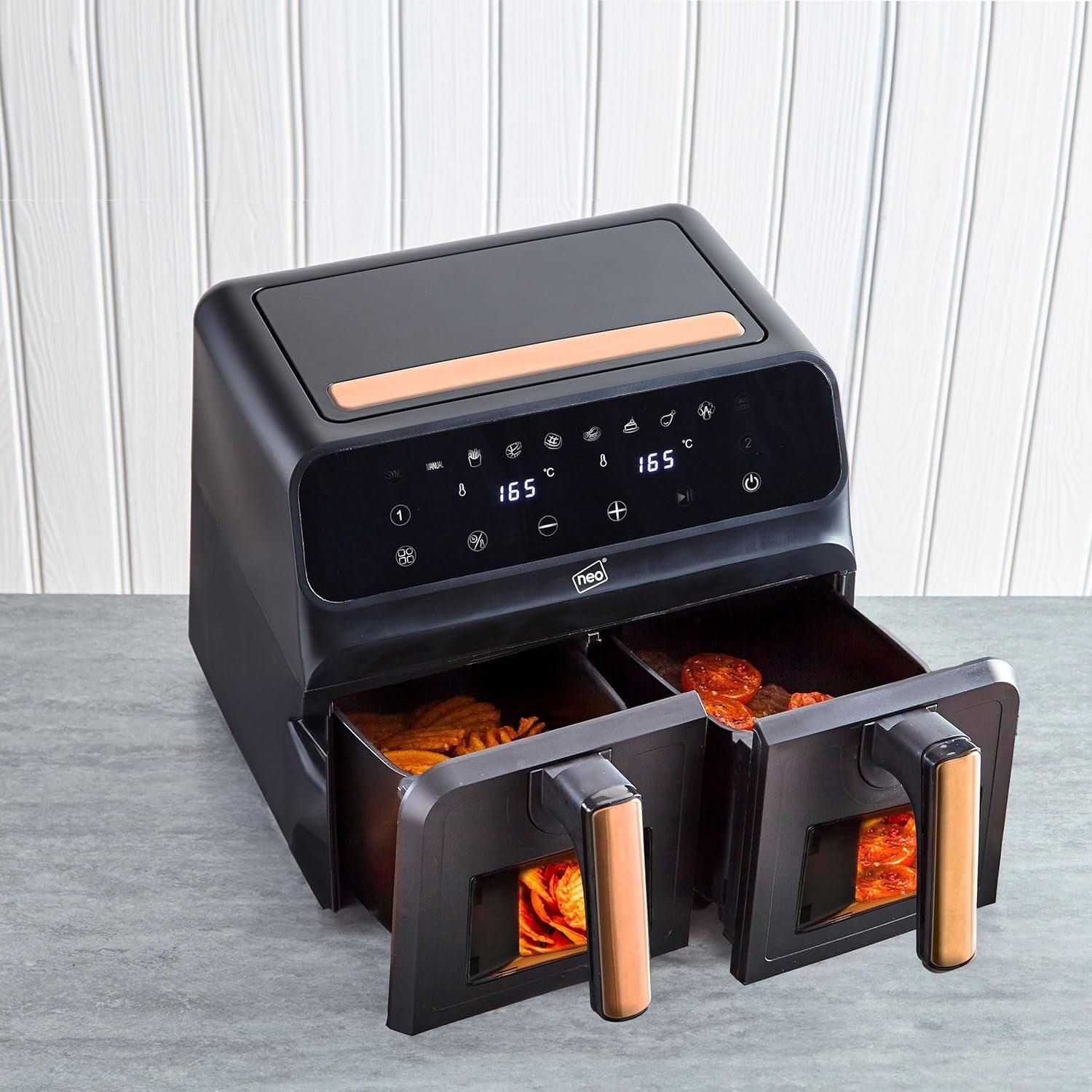 Dual Zone Air Fryer 8.5L Double Drawer Window 1700W Digital Oil Free