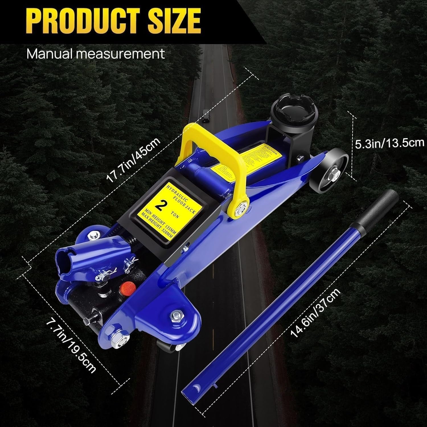 2 Ton Low Profile Hydraulic Trolley Jack 135–320mm Blue w/ Case Heavy Duty