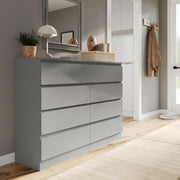 8 Drawer Grey Chest Modern Storage Unit Bedroom Dresser Cabinet Wood