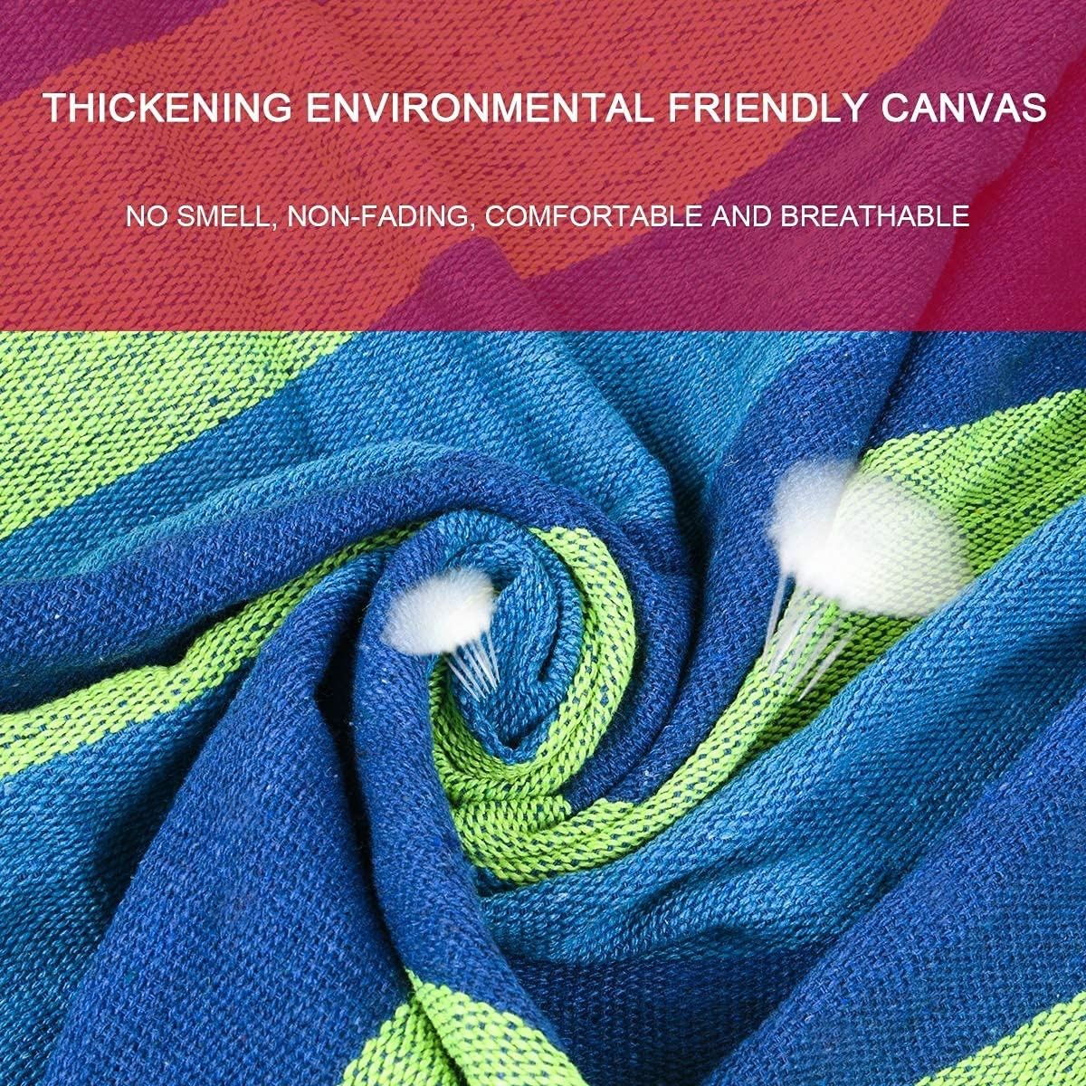 Portable Outdoor Cotton Camping Hammock, 210x150cm, 300kg Load, Easy Setup