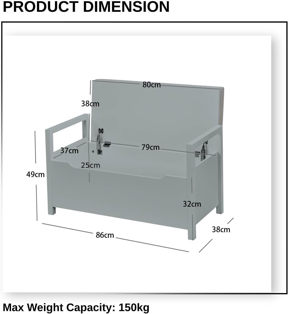 Grey Shoe Bench with Flip-Up Seat & Hidden Storage Hallway Chest 86x38x49cm