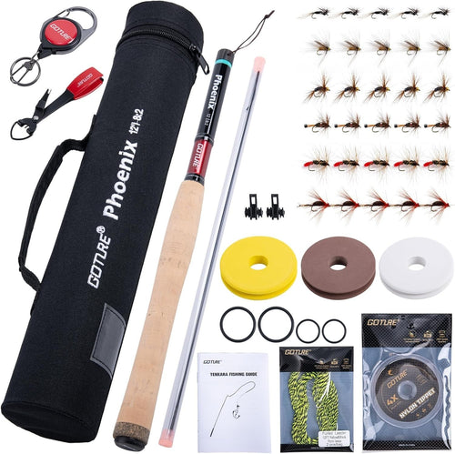 12ft Tenkara Fishing Rod Kit Carbon Fibre Cork Handle Travel Set