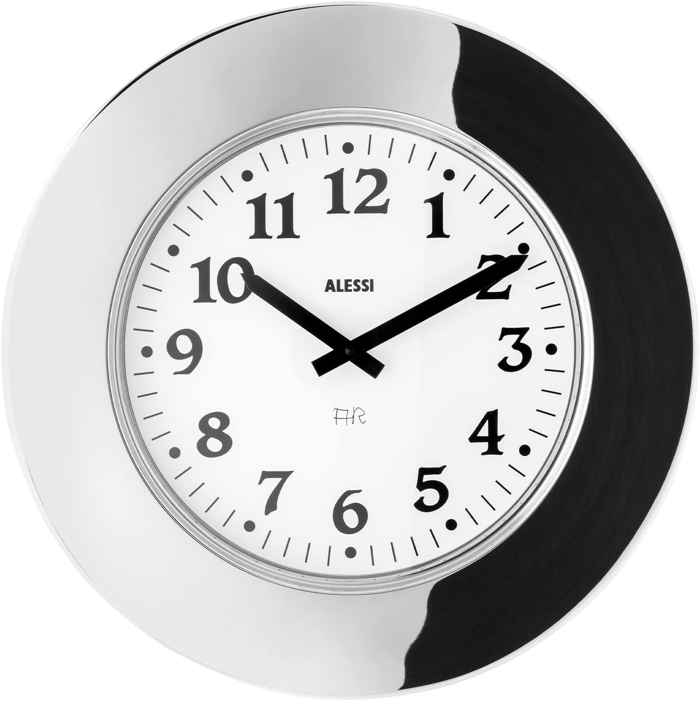 Modern Black Silent Wall Clock Luxury Steel Mirror Finish Italy Design