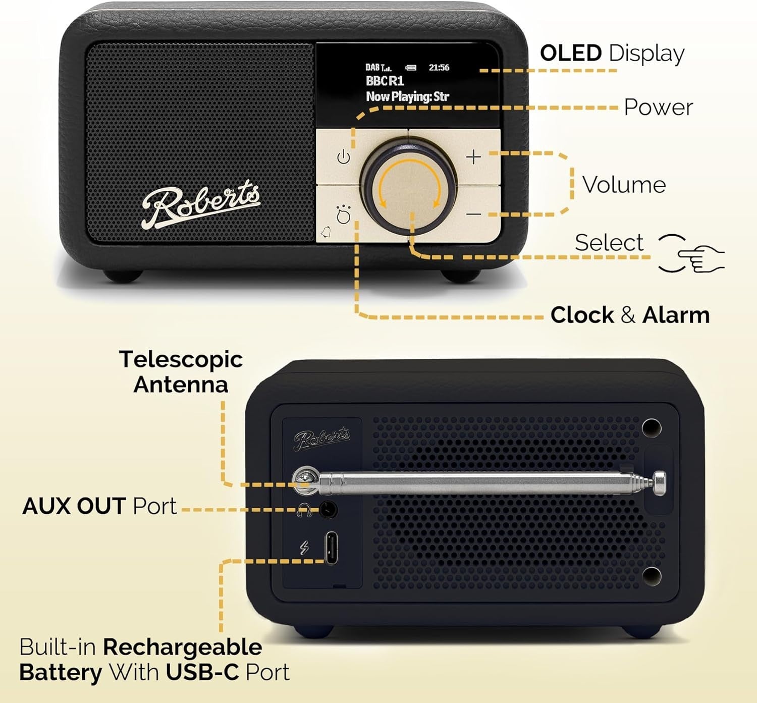 Portable FM DAB/DAB+ Digital Radio Bluetooth Speaker Black