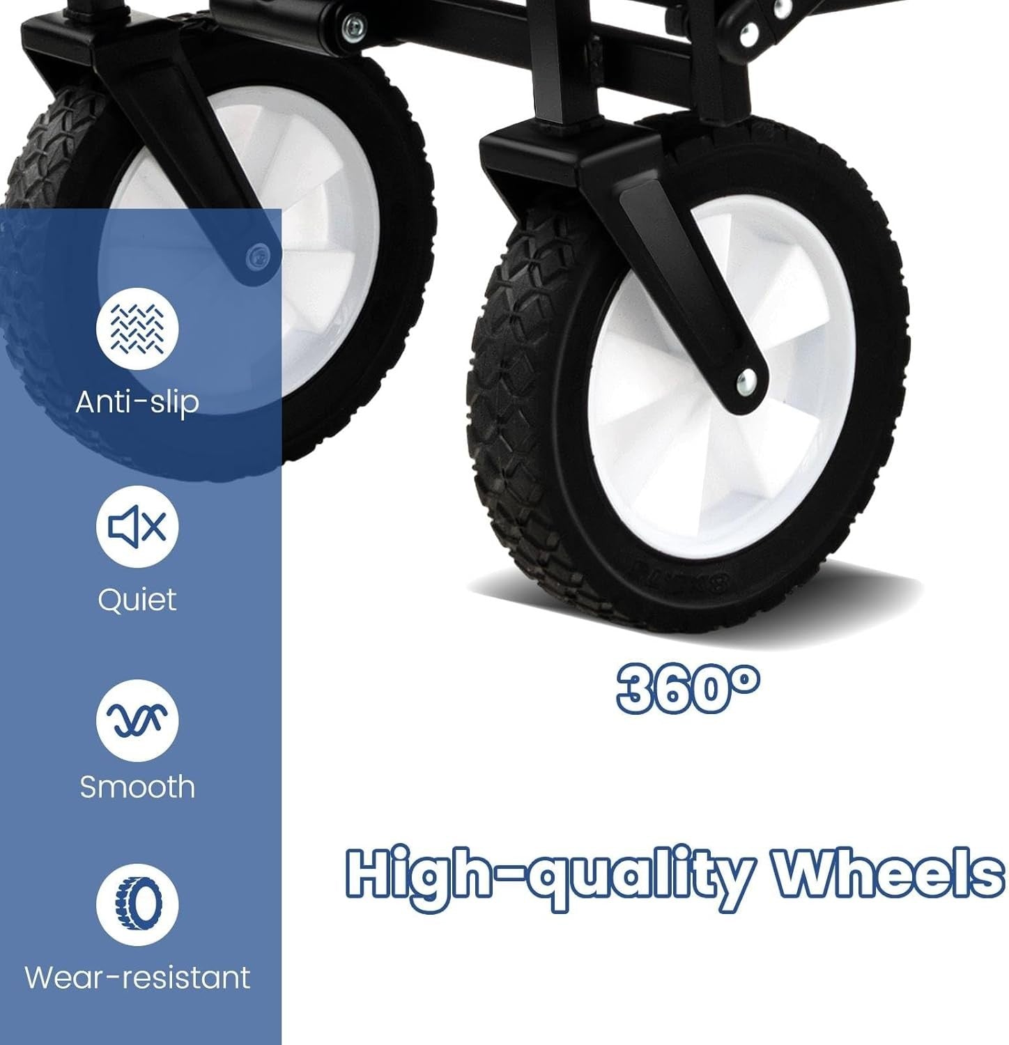 Folding Festival Trolley Wagon 82L Heavy Duty Cart All Terrain Wheels Navy