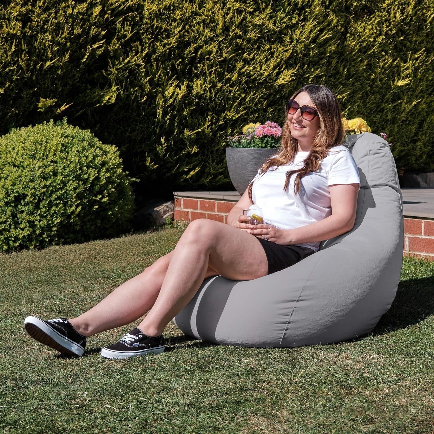 Grey Gaming Bean Bag Chair | Waterproof Recliner Seat Indoor Outdoor Use