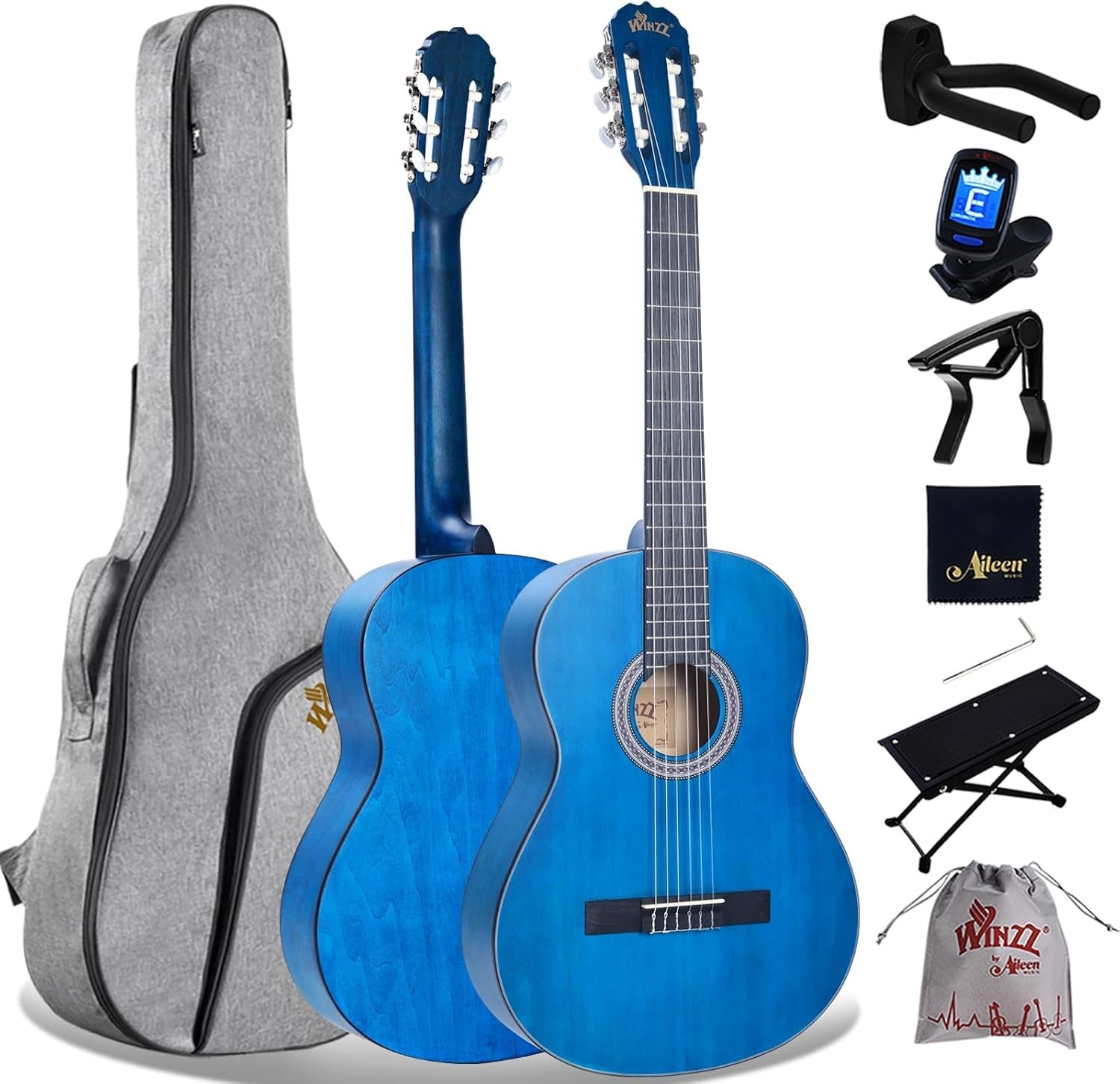 Full Size 4/4 Classical Guitar 39in Starter Kit with Accessories