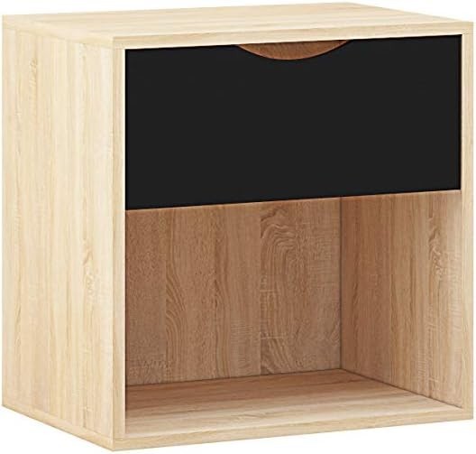 4pc Bedroom Furniture Set Wardrobe Chest Bedside Cabinet Black on Oak