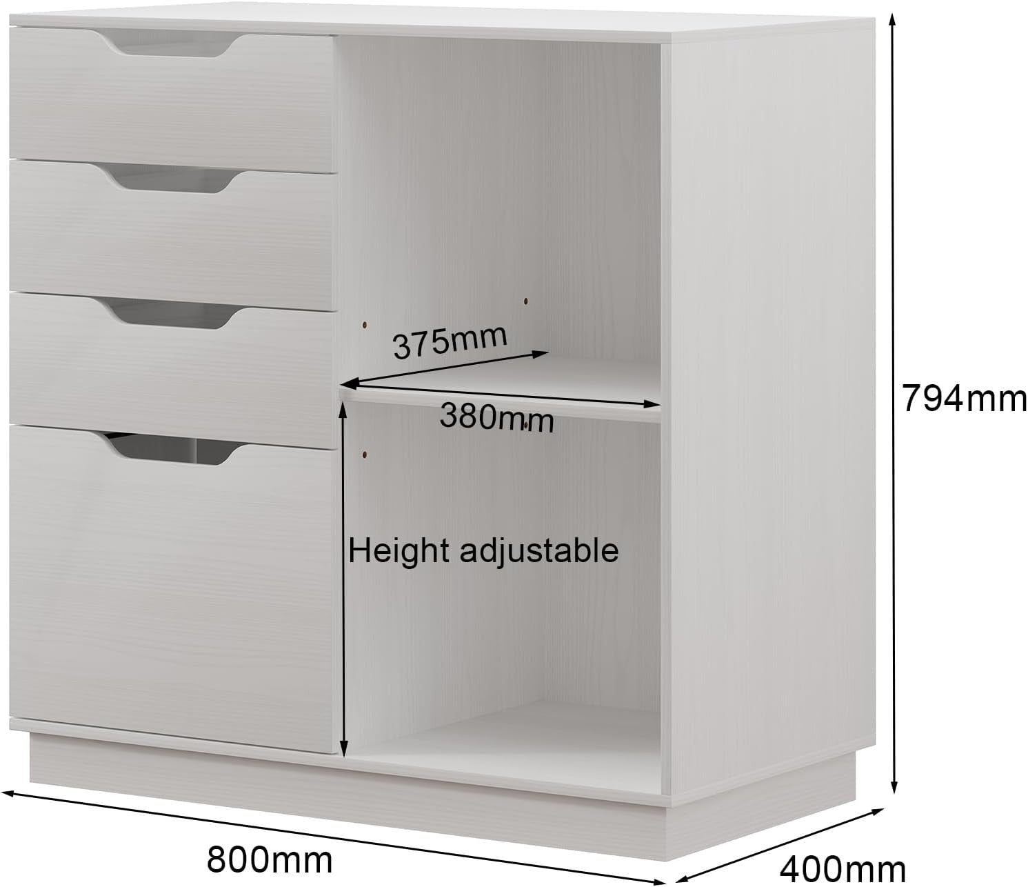 Large 4 Drawer Lateral File Cabinet A4 Letter Printer Stand Storage