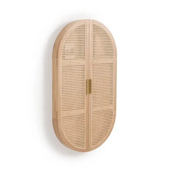 Wall Mounted Folding Desk Oak Rattan 115cm Hidden Workstation Shelf