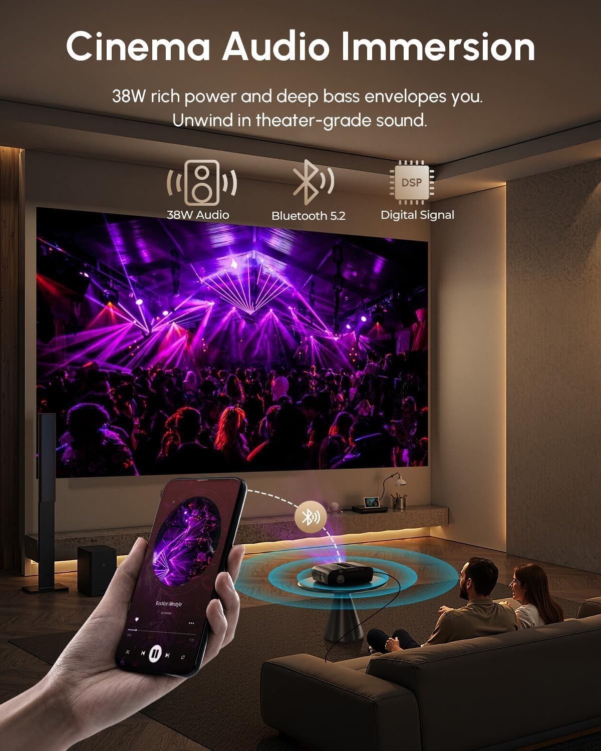 2300ANSI 4K Smart Projector Android TV WiFi6 Dolby NFC