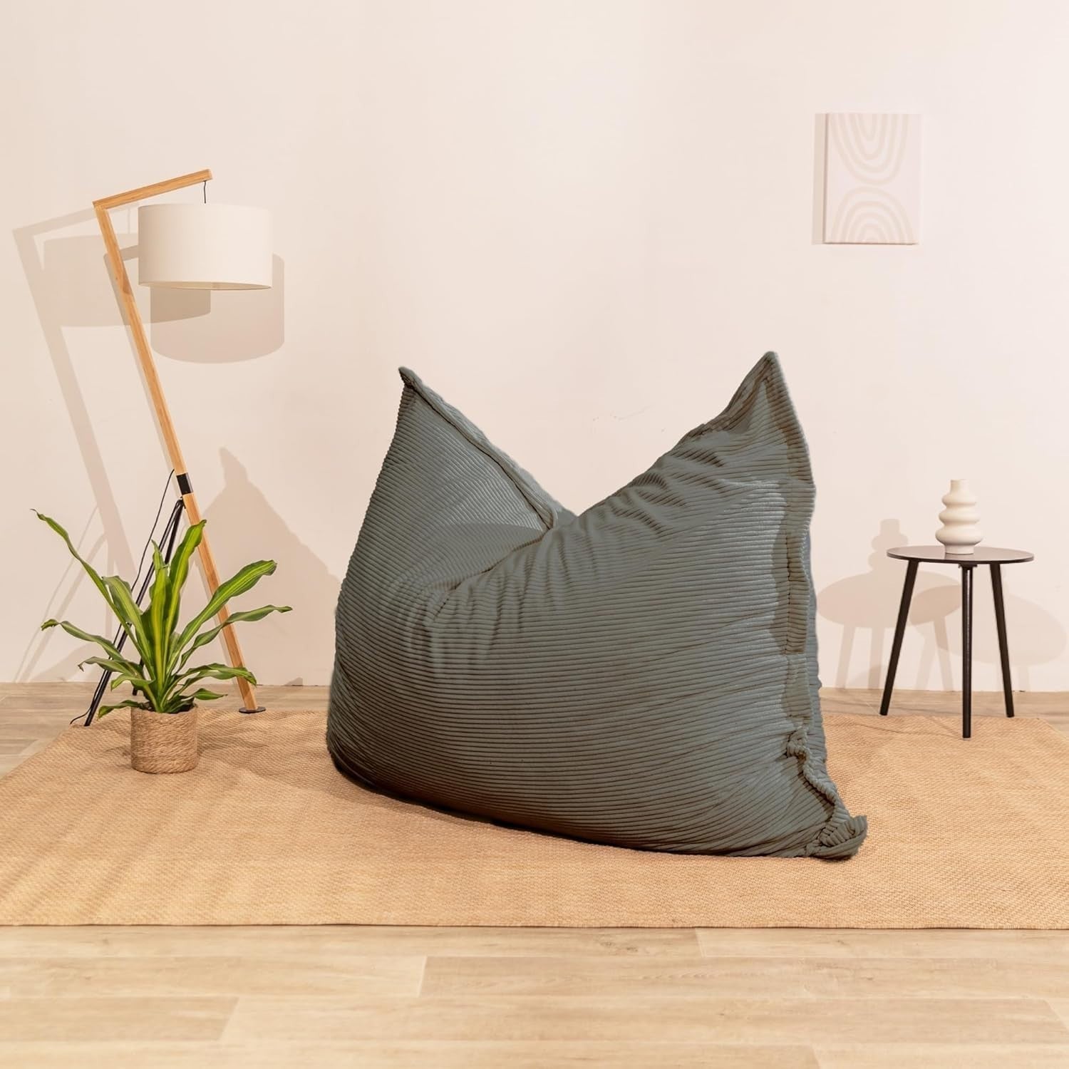 XXL Foam Bean Bag Dark Grey Sofa for Adults-Kids Corduroy Floor Seat 180x140cm