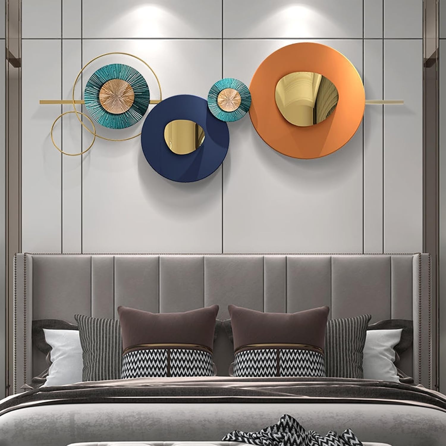Large Metal Geometric Round Wall Art 150x57cm