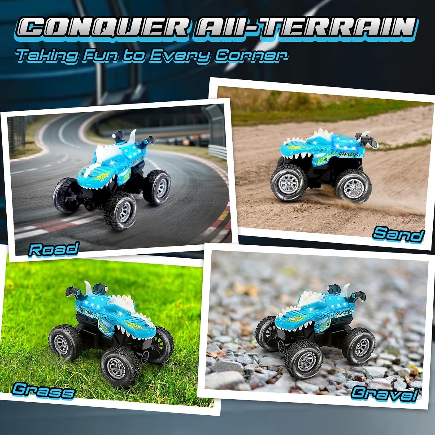 Dinosaur RC Car with LED Eyes – 2.4GHz Mini Stunt Toy for Kids