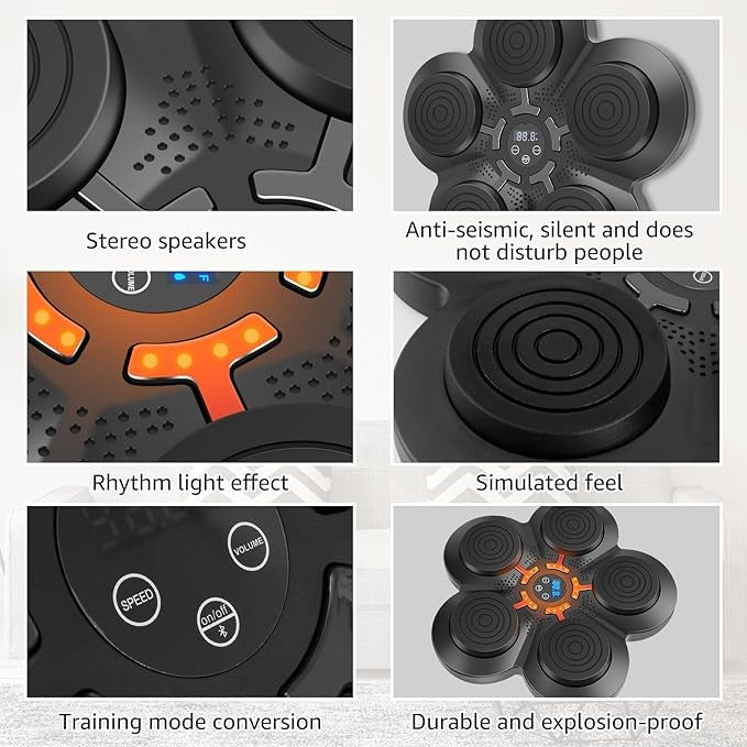 Bluetooth Music Boxing Machine LED Wall Target 9 Speed Reaction Trainer