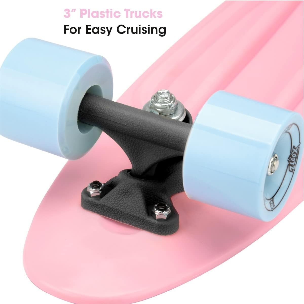 Kids Retro 22" Cruiser Skateboard Plastic Mini Board Single Kick Beginner