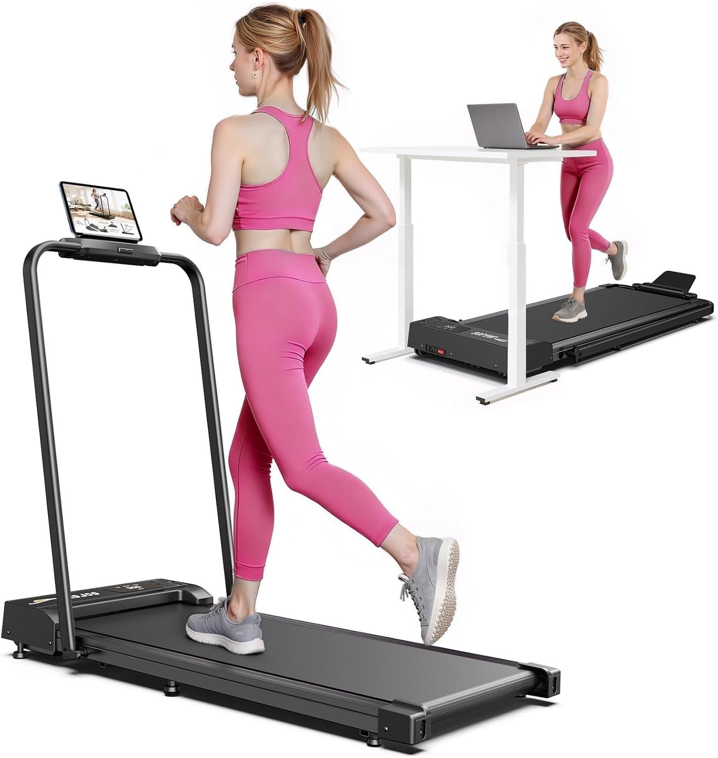 Foldable Treadmill 9% Incline, 2.5HP Smart Home Running Pad 1-12KM/H