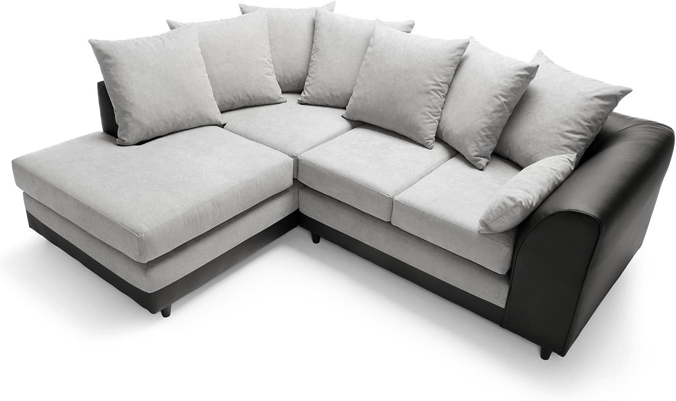 Modern L-Shaped Corner Sofa 4-Seater with Removable Cushions & Wood Frame