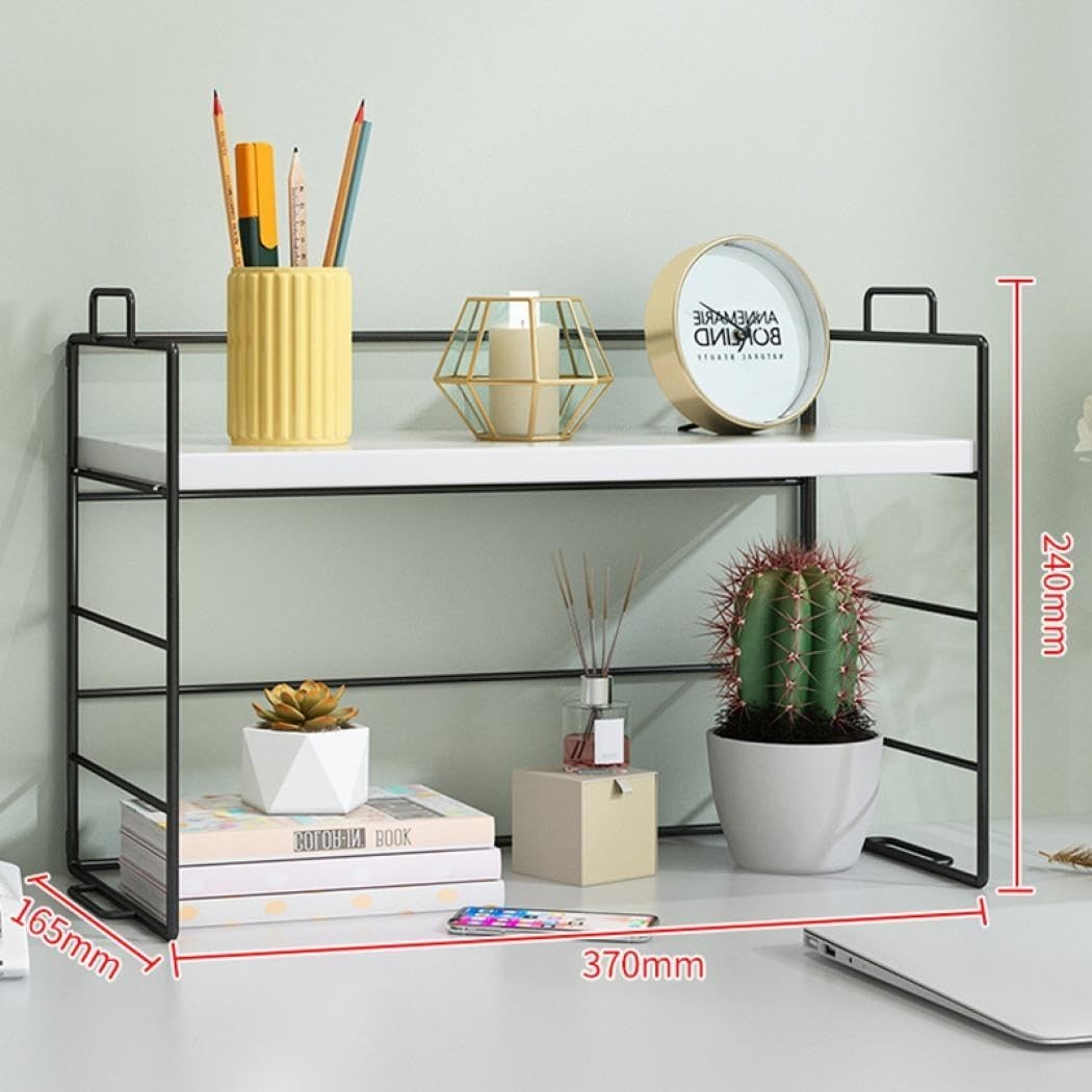Desktop Organizer Shelf Compact Display Rack Bookcase Storage White Shelf