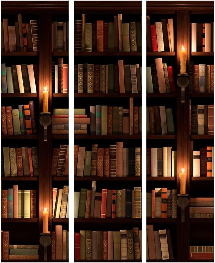 Library Print Folding Room Divider – Double-Sided Acoustic Foam Privacy Screen