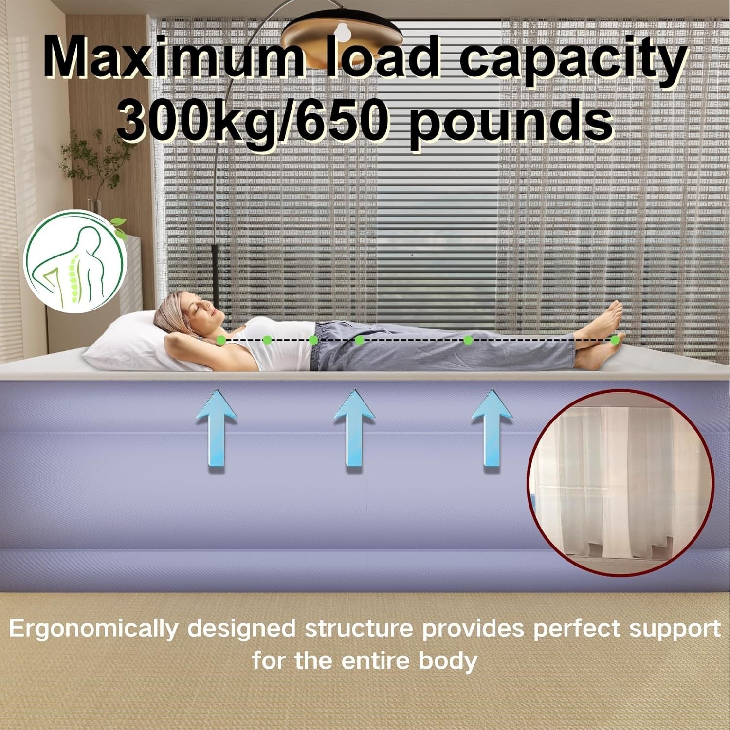 King Size Self-Inflating Air Mattress 3 Min Battery Pump Velvet Top Bed