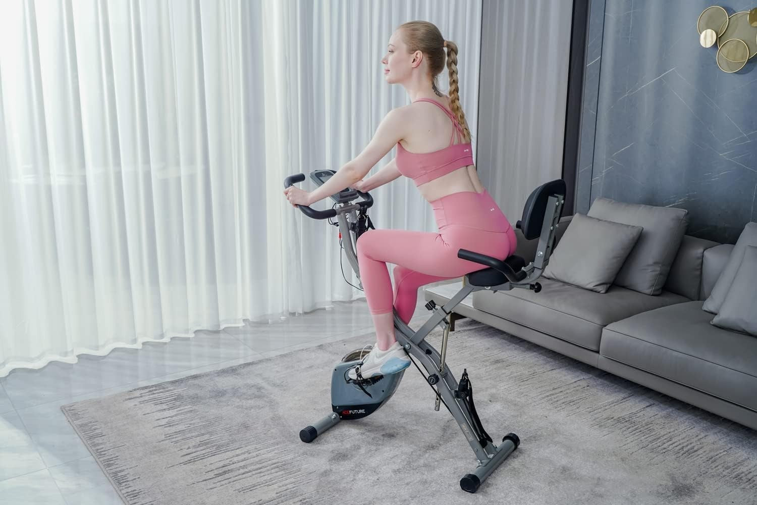 4-in-1 Folding Exercise Bike w/ 16-Level Magnetic Resistance & Arm/Leg Bands