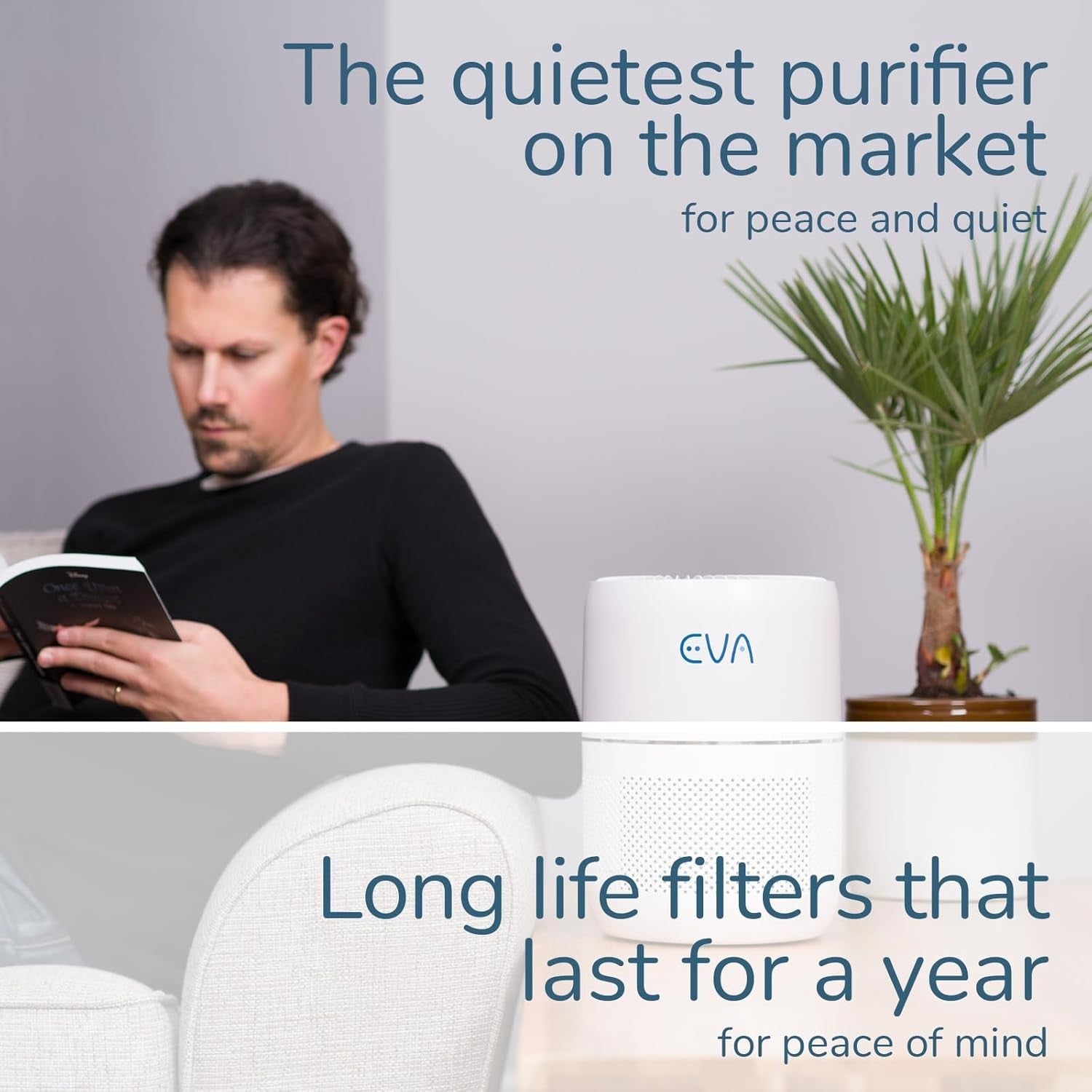Ultra Quiet HEPA Air Purifier 16dB Large Room 36m² Allergy Odour