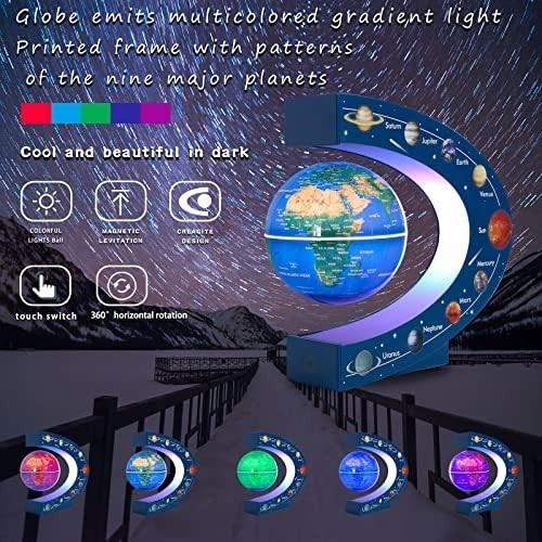 Blue Magnetic Levitating Globe Nine Planets Floating LED Light