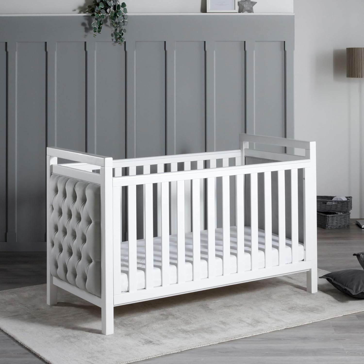 Luxury 3pc Nursery Furniture Set Cot Bed Wardrobe Chest Drawers White Modern