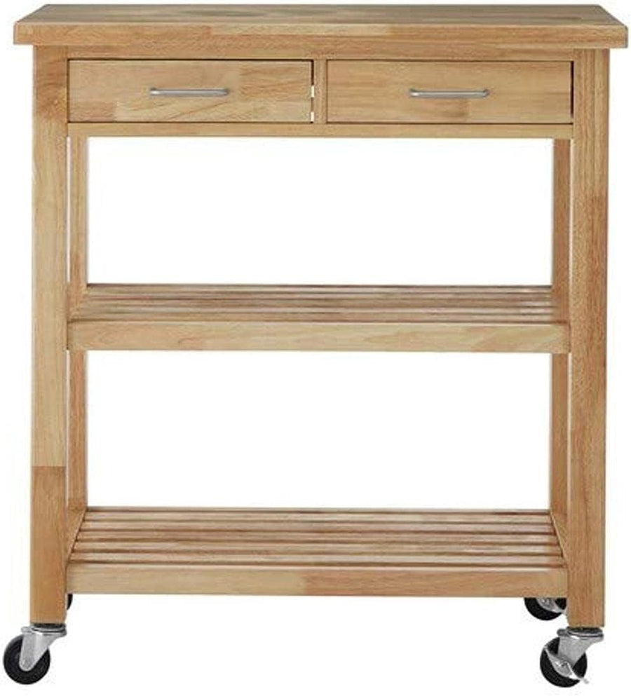 Wooden Kitchen Trolley Cart w Drawers Shelves Wheels