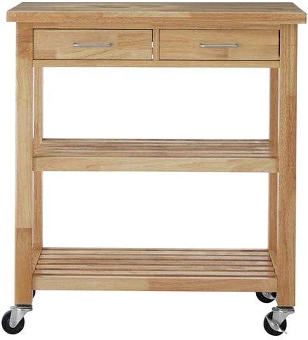 Wooden Kitchen Trolley Cart w Drawers Shelves Wheels