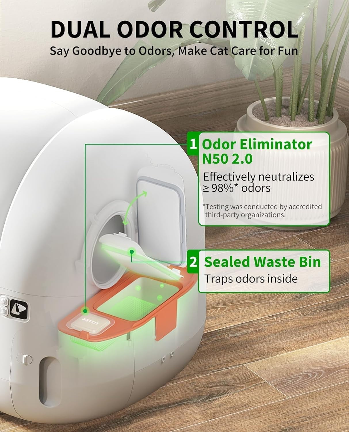76L Self Cleaning Cat Litter Box App Control Odor Control Multi Cat