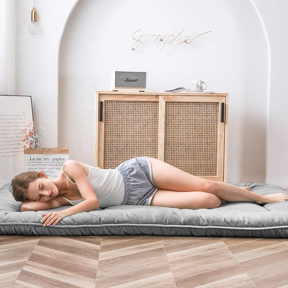 Premium Japanese Floor Futon Mattress - Thick Tatami Sleep Pad, Foldable Bed