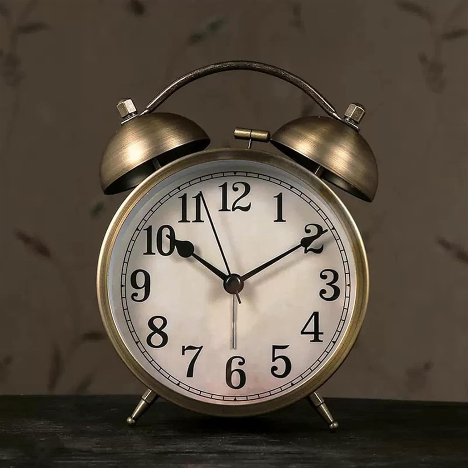 Retro Twin Bell Alarm Clock Brass Loud Ring Battery Operated Bedside Desk