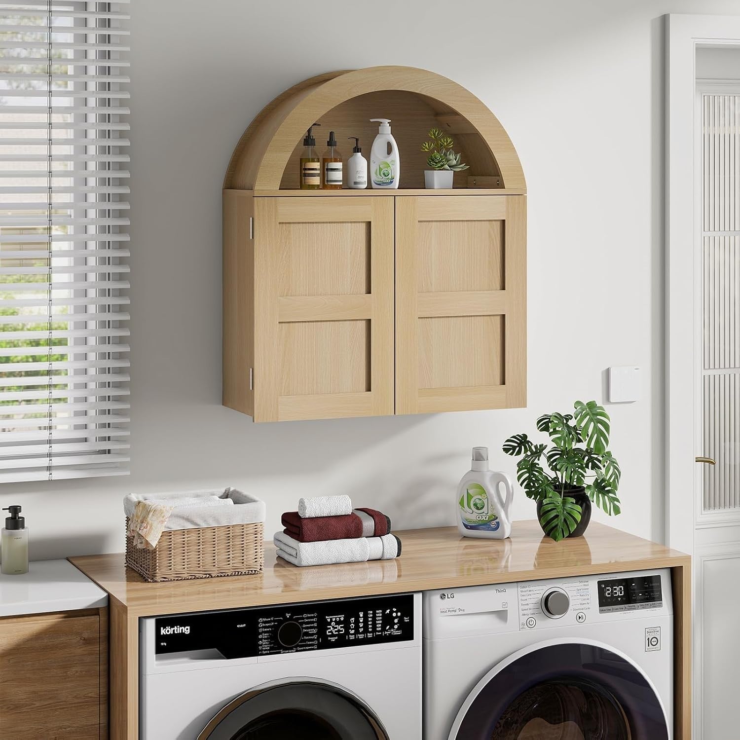 Deep Bathroom Wall Cabinet with Adjustable Shelves & Double Doors, 60x72cm