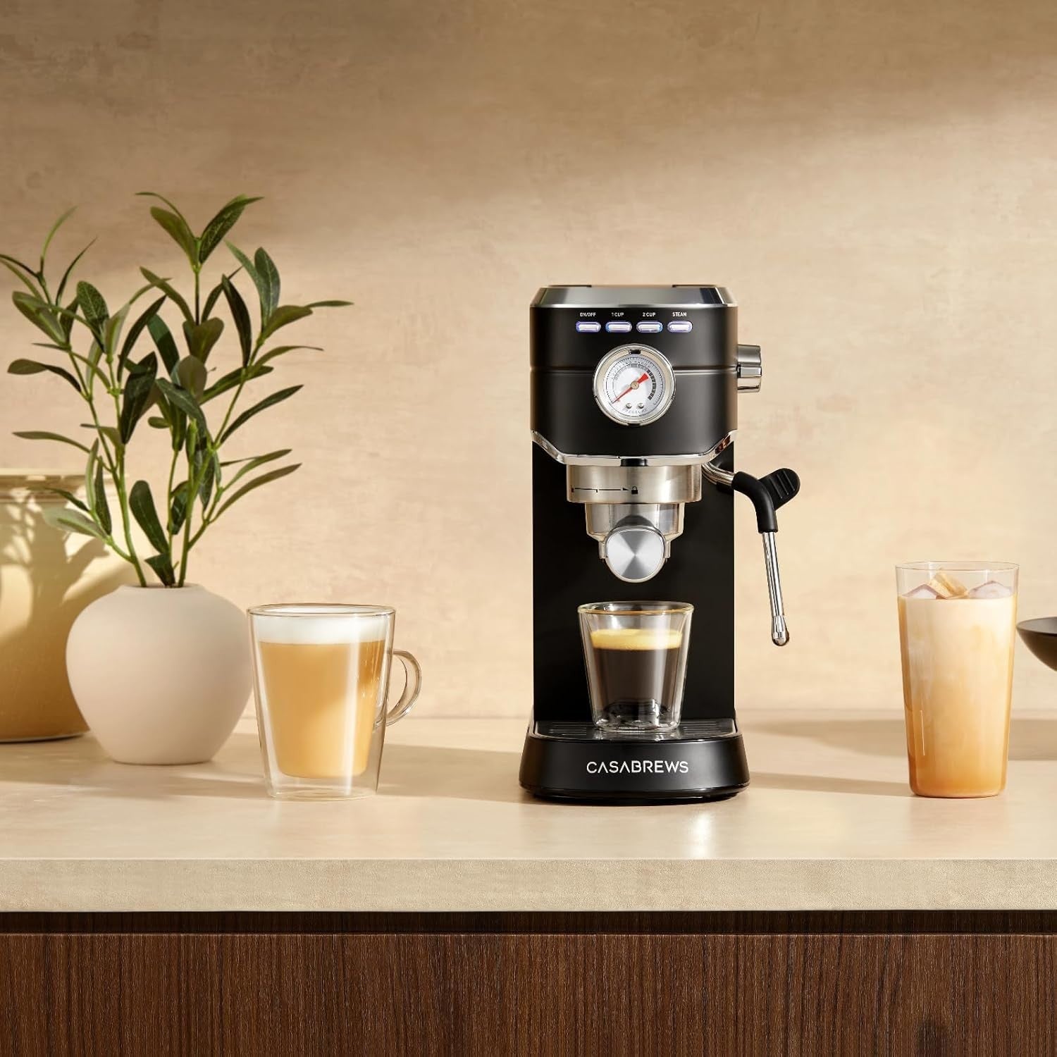 20 Bar Espresso Coffee Machine with Milk Frother 1L Stainless Steel Barista