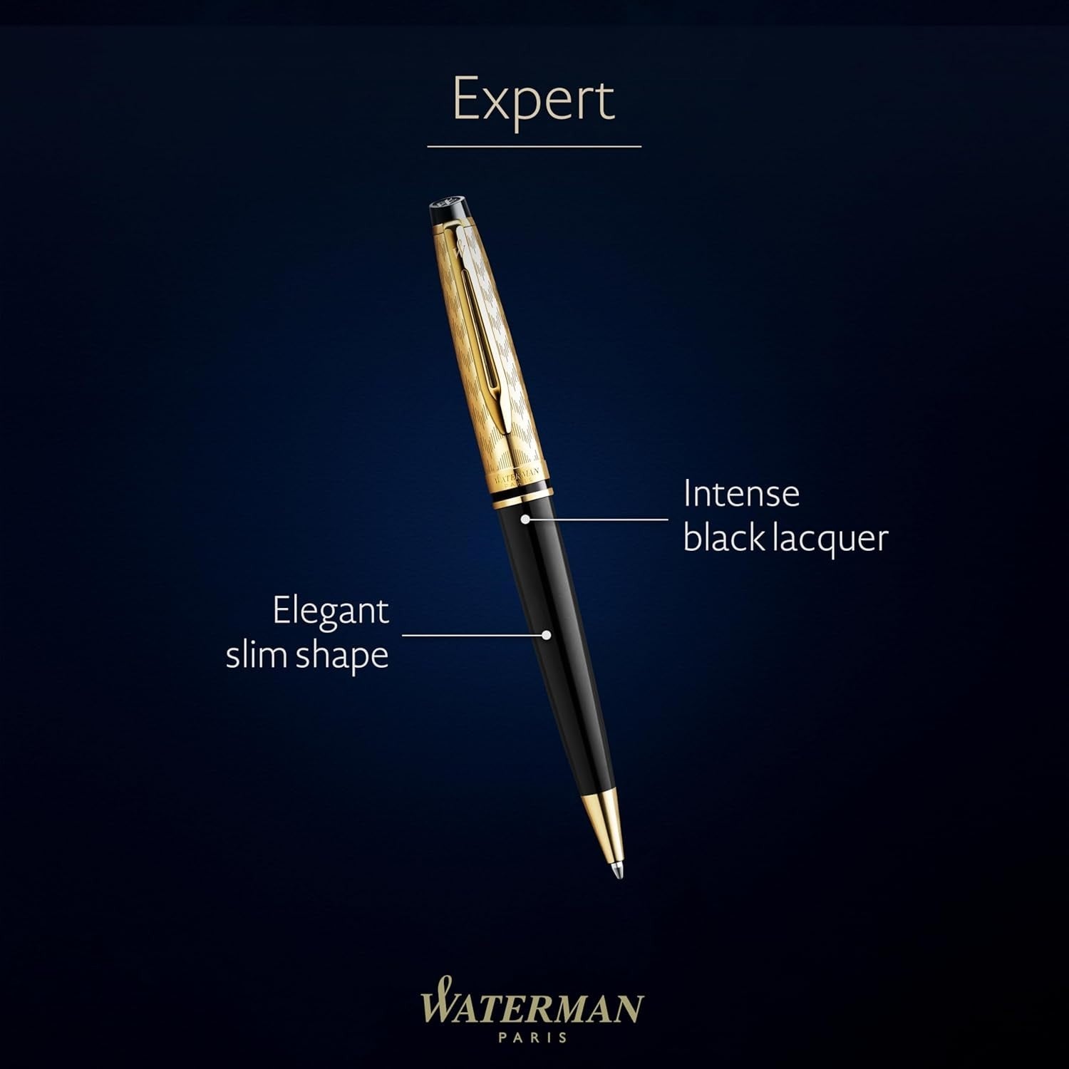 Black & Gold Ballpoint Pen Medium Blue Ink Luxury Gift