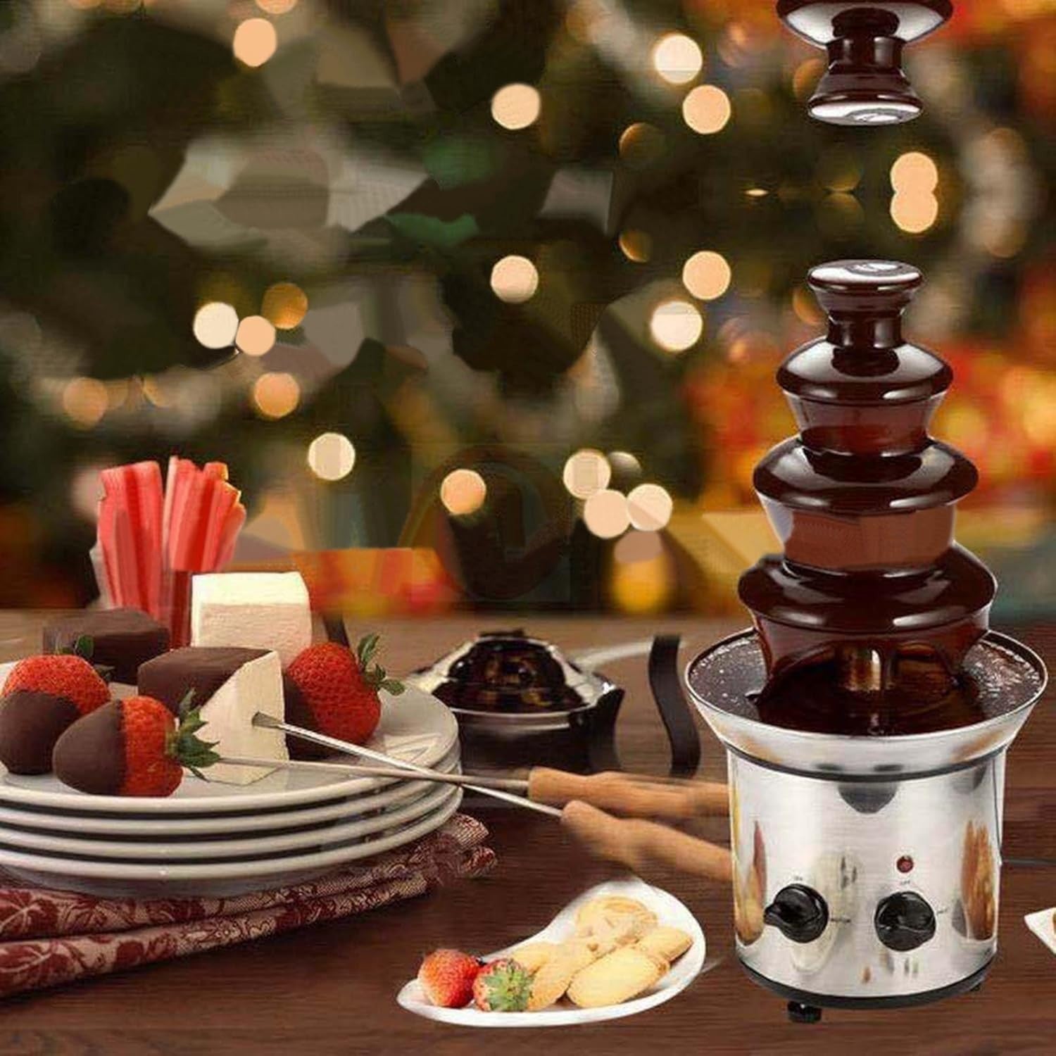 Electric Chocolate Fountain 3 Tier Stainless Steel Fondue Machine