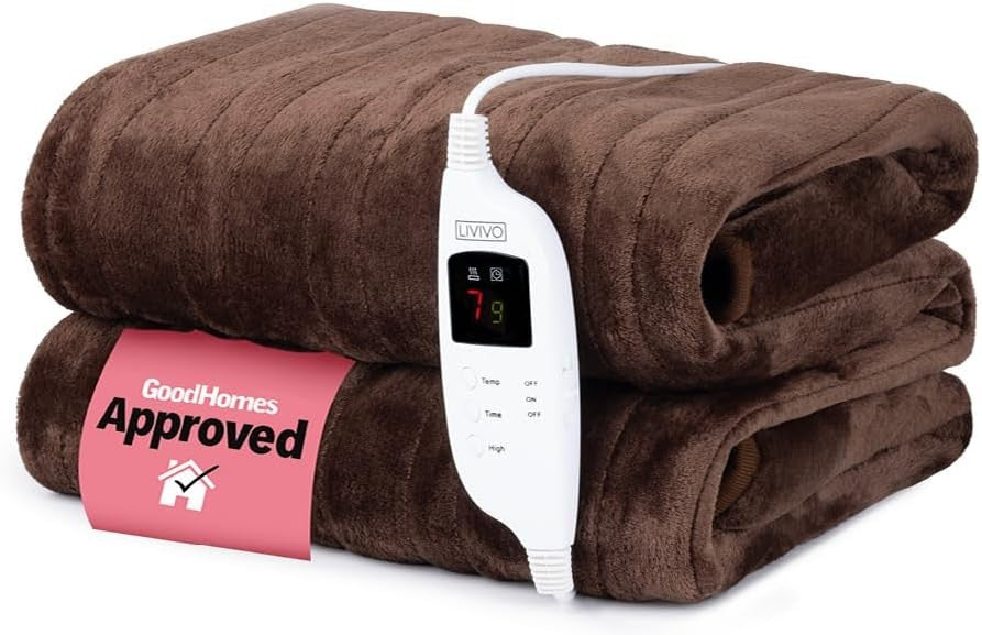 Electric Heated Throw Blanket 9 Heat Settings Timer Fleece 160x130cm