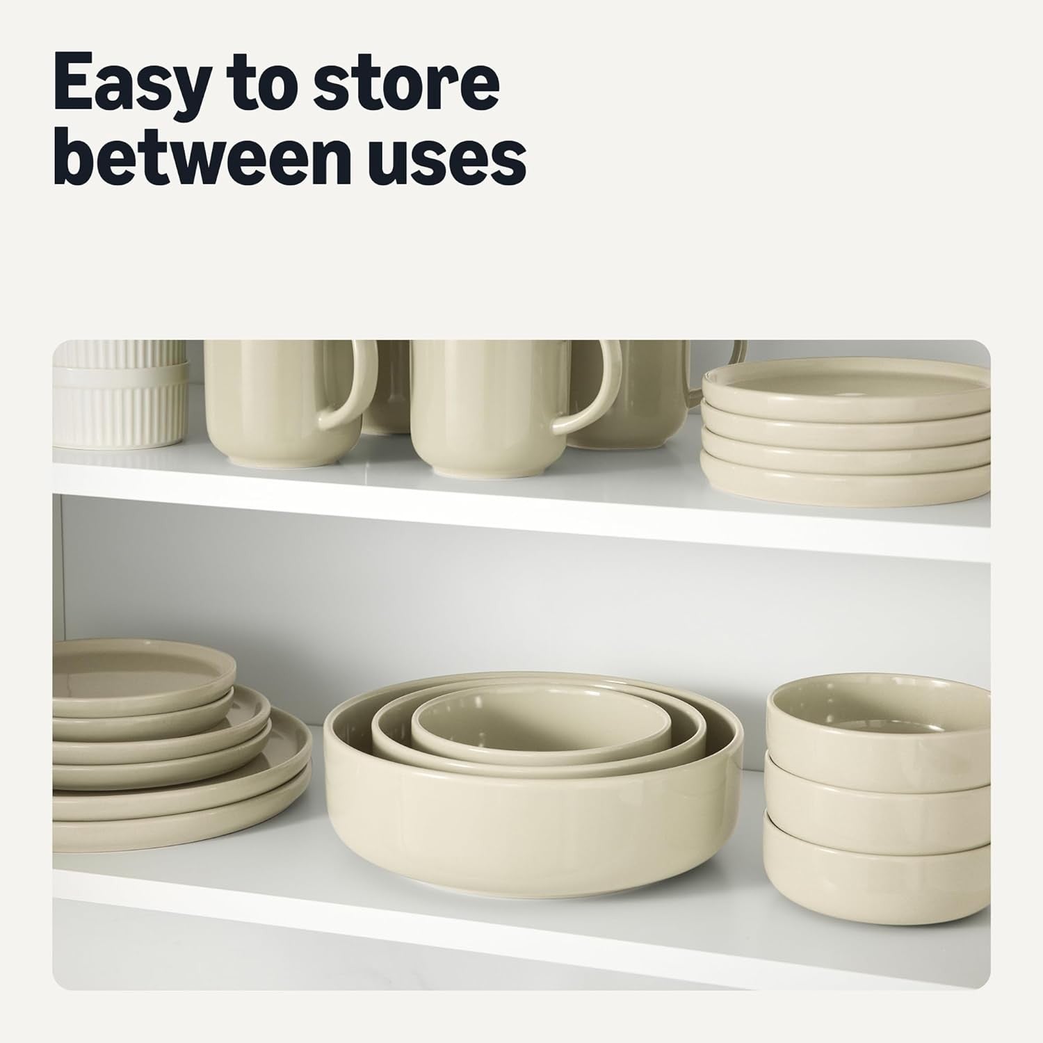 6pc Stoneware Cereal Soup Bowls 14cm Microwave Dishwasher Safe Ivory