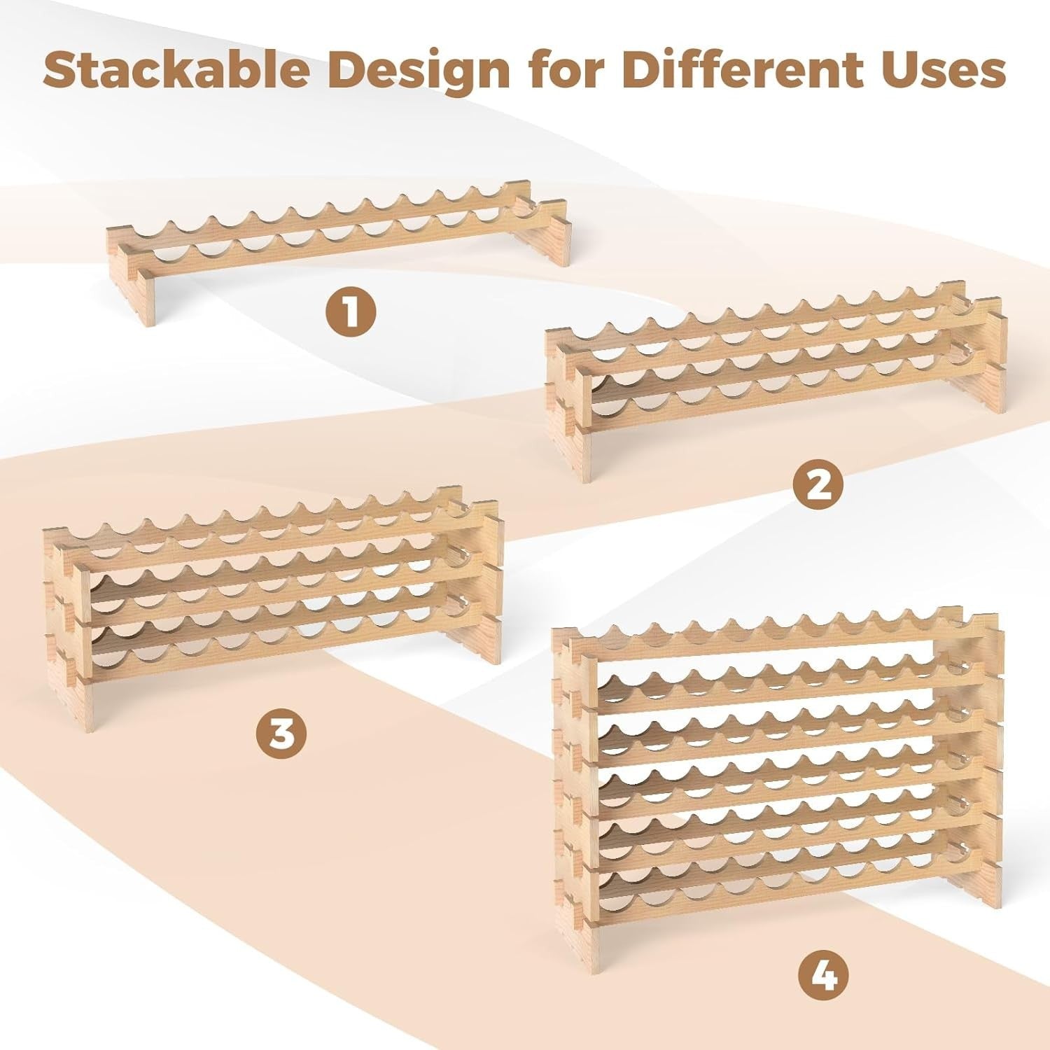 60 Bottle Wooden Wine Rack 6-Tier Floor Standing Wine Storage Organizer Pine